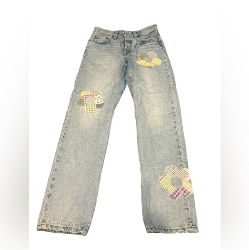 Levi Light Blue Floral Patchwork Women's Jeans 26